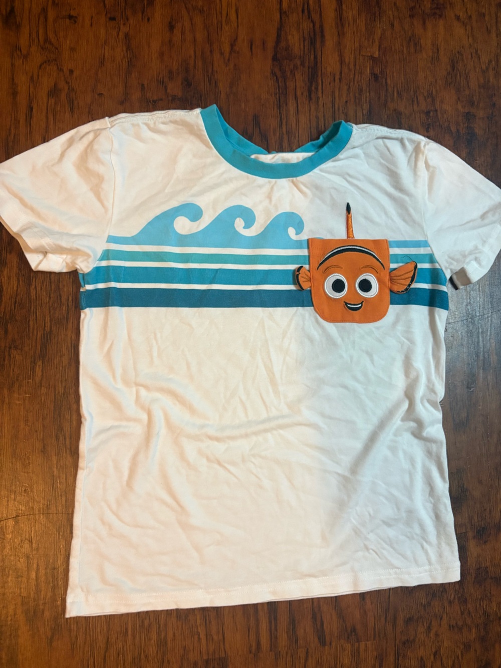 Little Sleepies White Short Sleeve Tee with Teal Stripes and Orange Fish